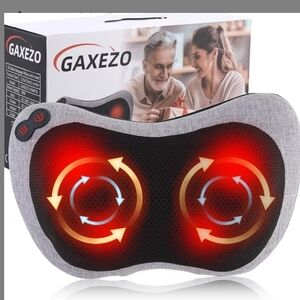GAXEZO Shiatsu Heated  Massage Pillow - Gray with Black and Red Accents